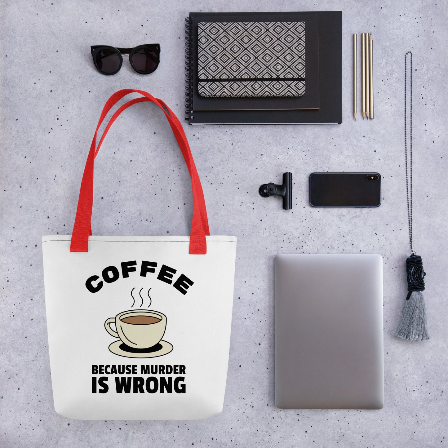 Coffee, Because Murder Is Wrong - Tote bag