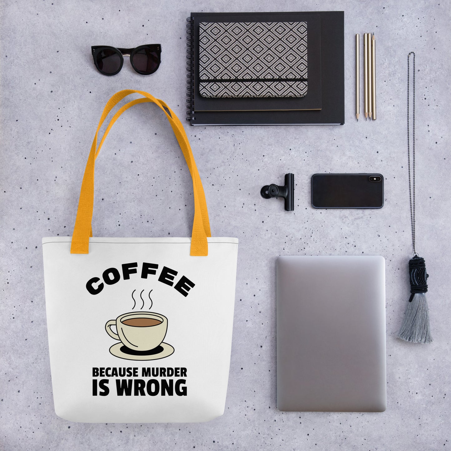 Coffee, Because Murder Is Wrong - Tote bag