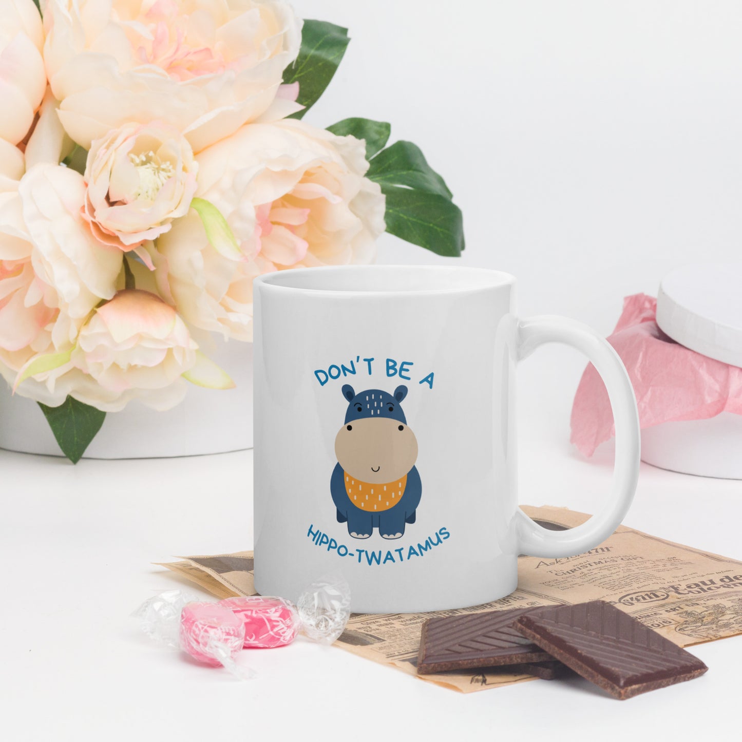 Don't Be A HippoTwatamus - White glossy mug