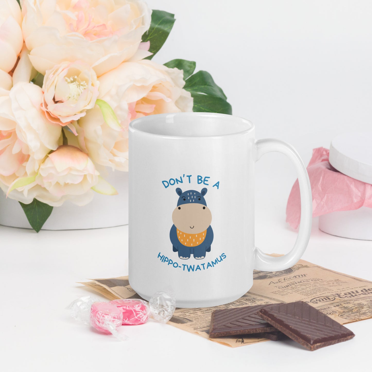 Don't Be A HippoTwatamus - White glossy mug